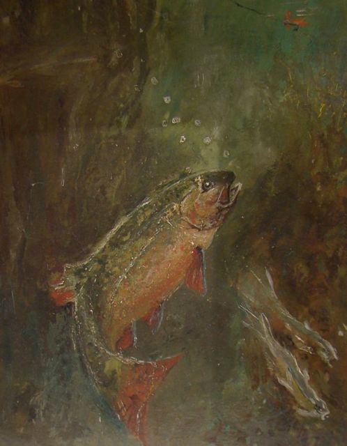 Appraisal: AMERICAN SCHOOLEarly th CenturyPortrait of trout Unsigned Oil on artist's