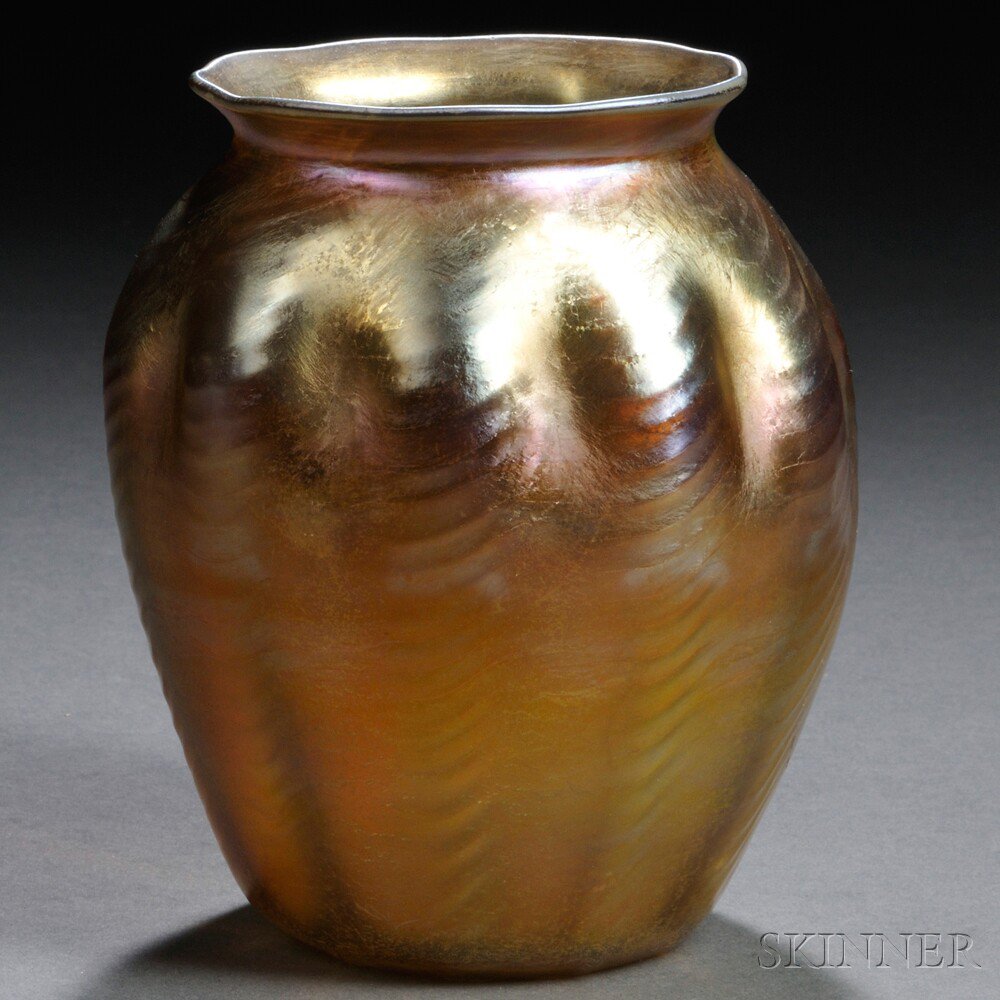 Appraisal: Tiffany Gold Favrile Vase Art glass New York c With