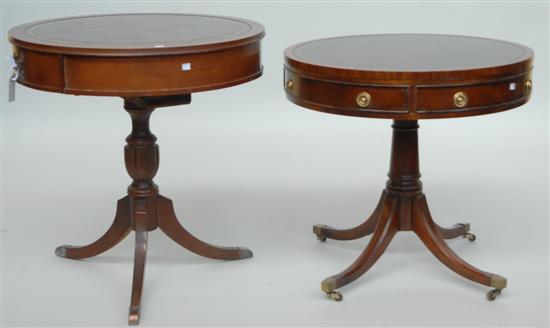 Appraisal: TWO MAHOGANY DRUM TABLES Each with leather top fine quality