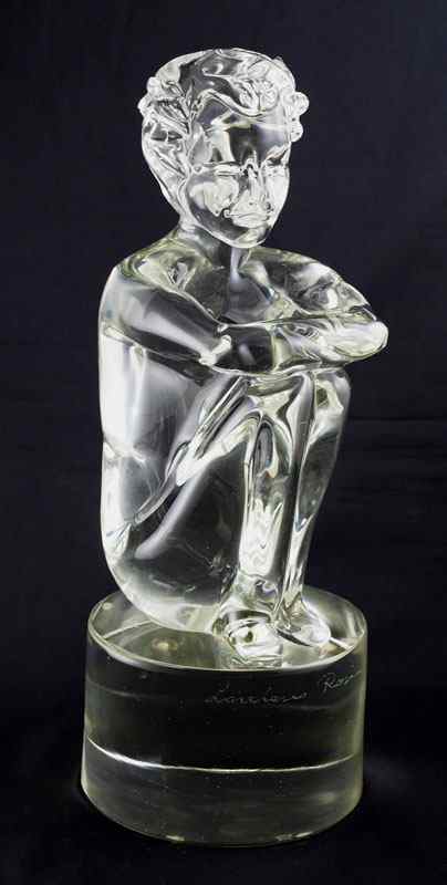 Appraisal: ROSIN Lorendano th Century Figural Glass sculpture of a seated