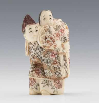 Appraisal: A Carved Ivory Netsuke Carved and polished figure of a