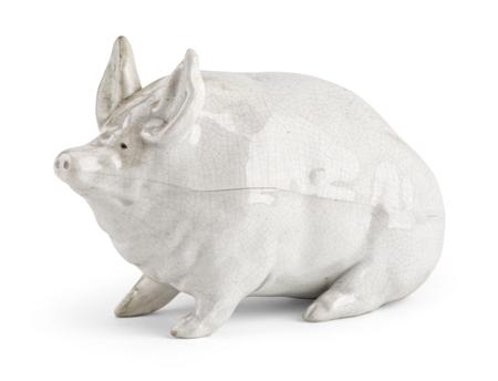 Appraisal: WEMYSS SMALL PIG FIGURE CIRCA decorated with a white glaze