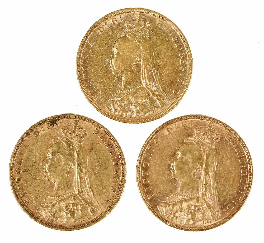 Appraisal: Three Jubilee Head Victoria Gold Sovereigns -M Melbourne Condition typical