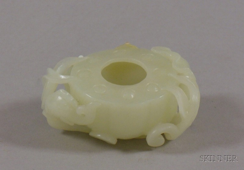 Appraisal: Carved Jade Coupe handled lg in