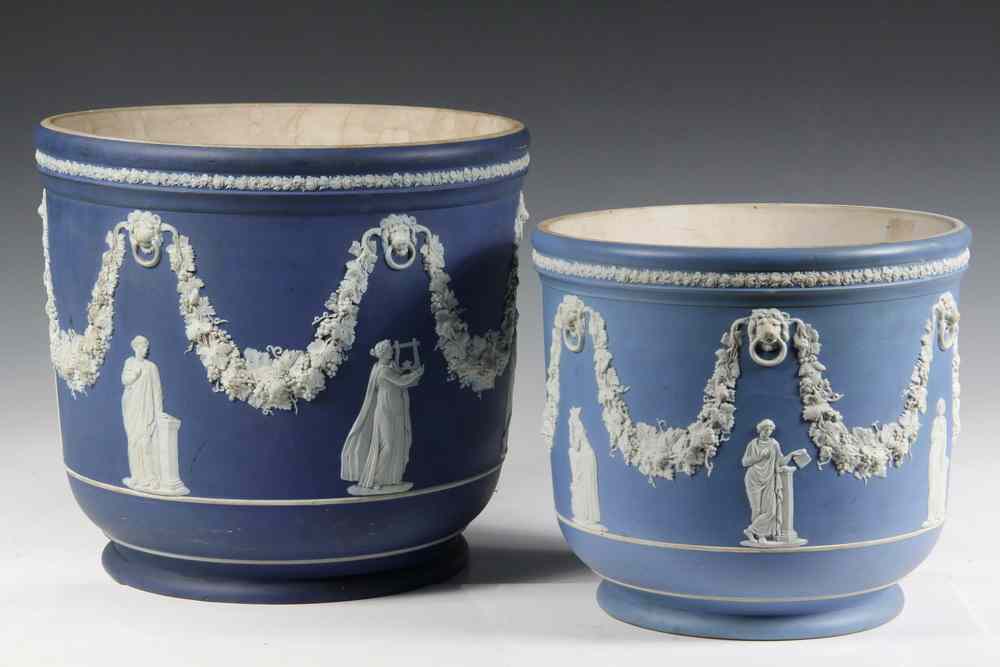 Appraisal: LARGE WEDGWOOD JARDINIERES - Two Late th-early th c Wedgwood