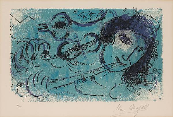 Appraisal: Marc Chagall Russian French - The Flute Player M Lithograph