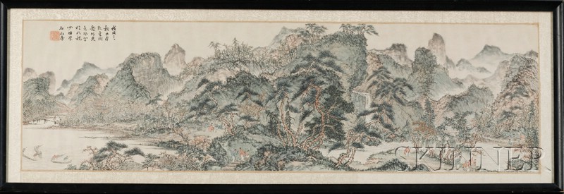 Appraisal: Handscroll China th century ink and colors on paper scene