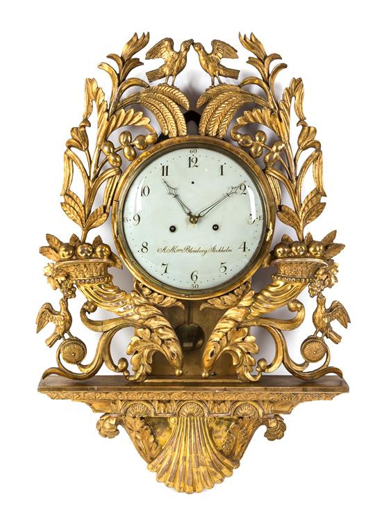 Appraisal: Sale Lot A Swedish Giltwood Cartel Clock a m blomberg