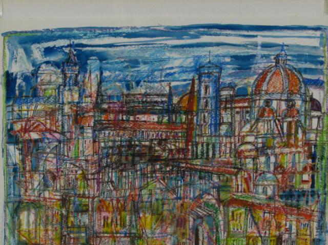 Appraisal: Rudy Pozzatti x Mixed Media Signed entitled verso ''View of