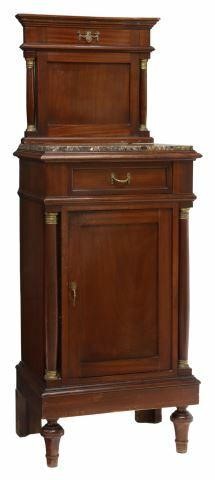 Appraisal: French Empire style marble-top mahogany bedside cabinet late th c