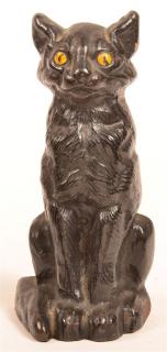 Appraisal: Cast Iron Black Cat Doorstop Heavy Cast Iron Sitting Black