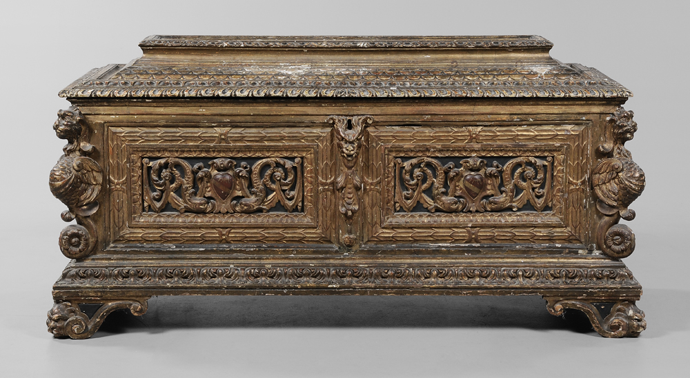 Appraisal: Fine Renaissance Carved and Gilt Wood Cassone Venetian or Northern