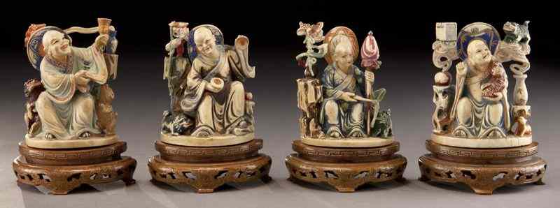 Appraisal: Chinese carved polychrome ivory lohan International buyers should note that