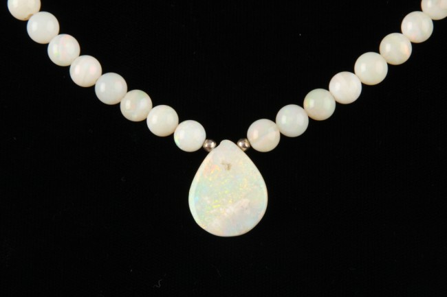 Appraisal: Necklace with opal pendant long necklace opals S