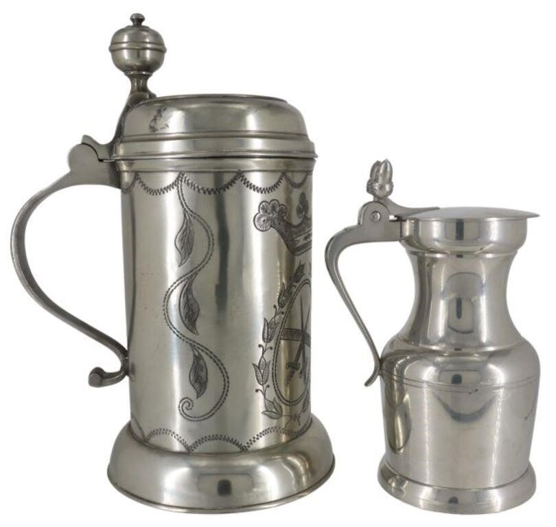 Appraisal: lot of Pewter tankards thc including French tankard Etains Du