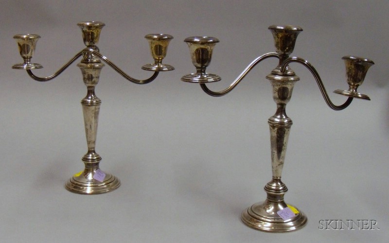 Appraisal: Pair of Gorham Sterling Silver Convertible Candelabra ht in