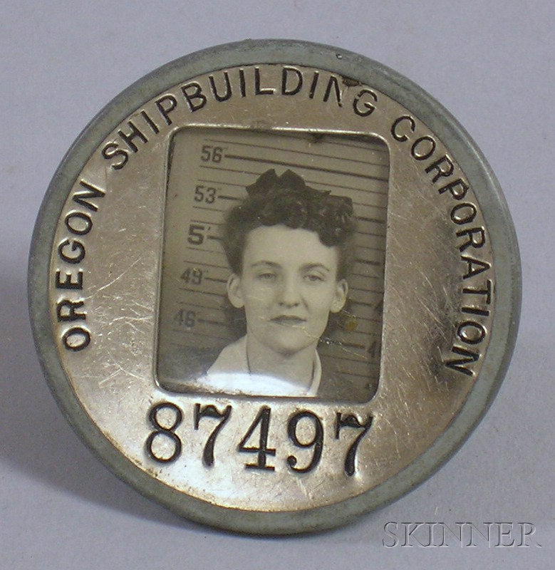 Appraisal: WWII Oregon Shipbuilding Corp Metal Identification and Photograph Badge