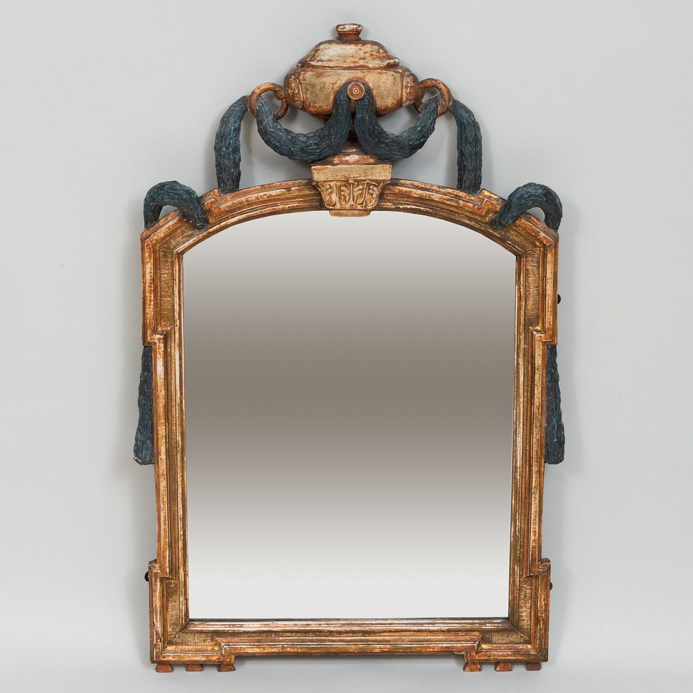 Appraisal: Small Continental Painted and Parcel-Gilt Mirror x in Property from