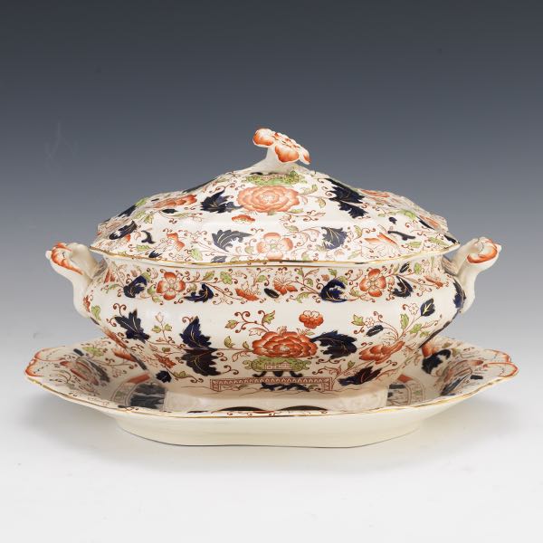 Appraisal: BURLEIGH WARE IMARI TUREEN AND UNDERPLATE Burleigh ware Imari soup