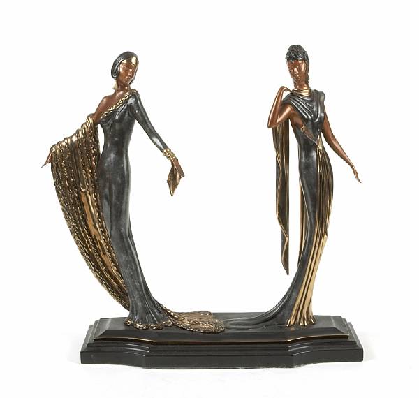 Appraisal: Ert Romain de Tirtoff Russian - Duetto E Polychrome bronze