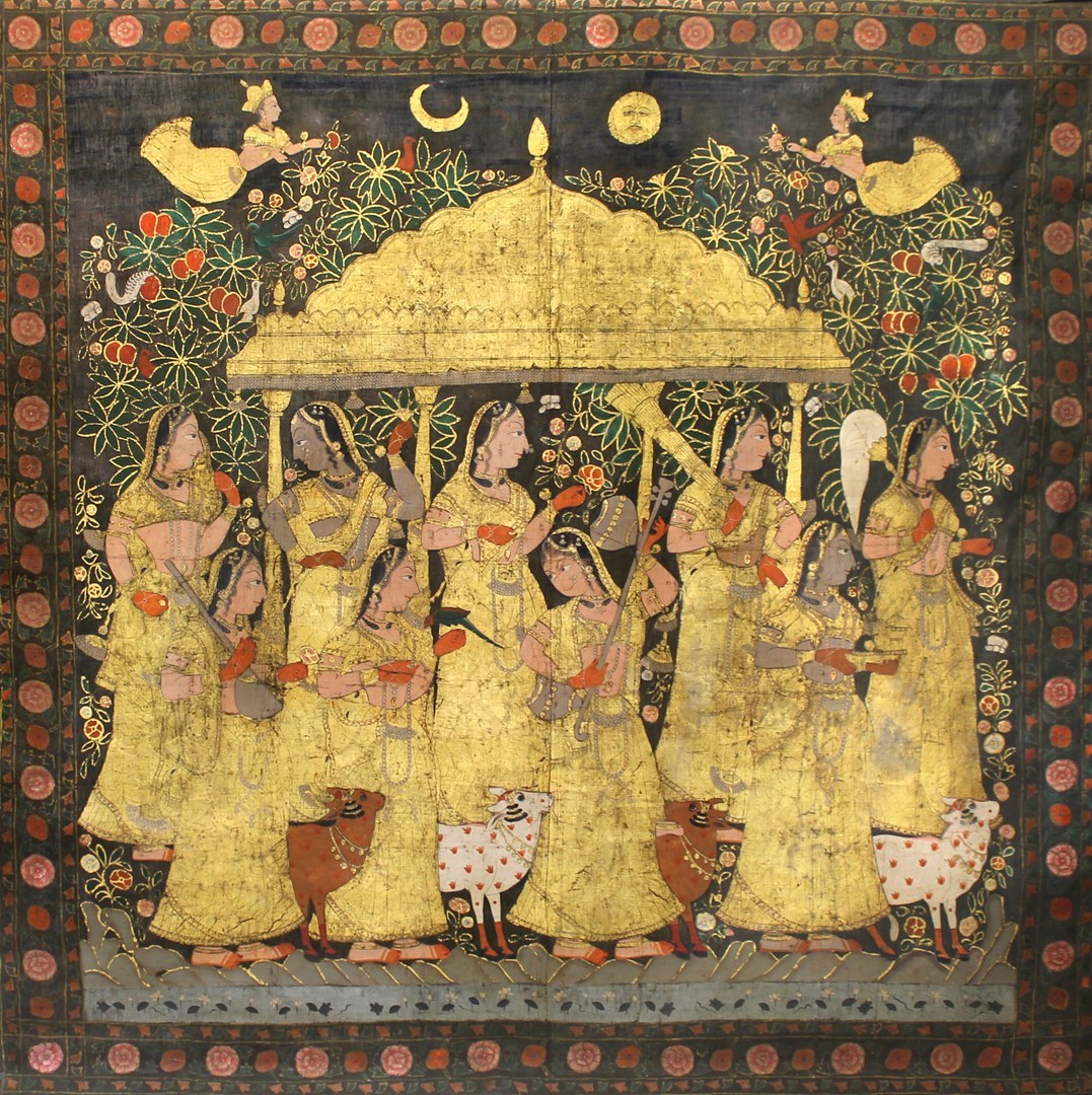 Appraisal: A picchvai of the gopis Deccan India circa opaque pigments