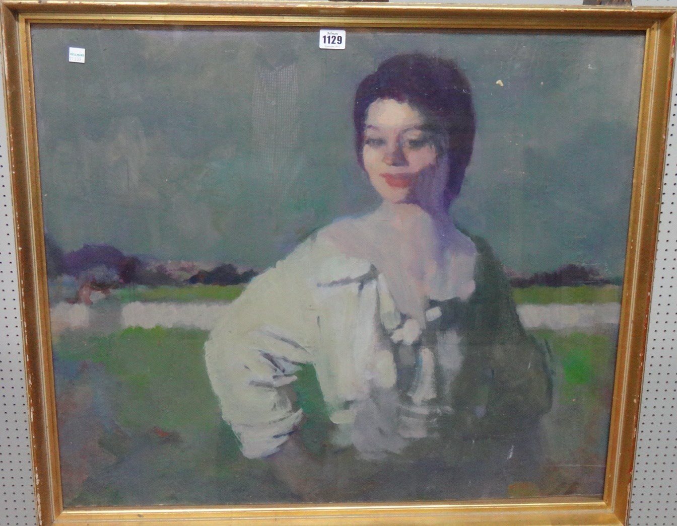 Appraisal: Continental School th century Woman in a landscape oil on