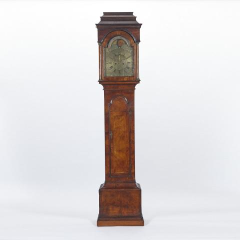 Appraisal: English Flame Mahogany Tall Case Clock mid th century the