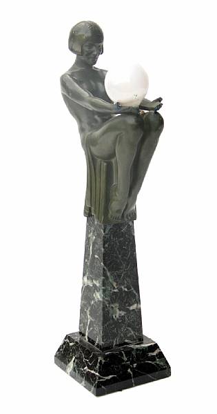 Appraisal: A Max Le Verrier spelter figural lamp height in