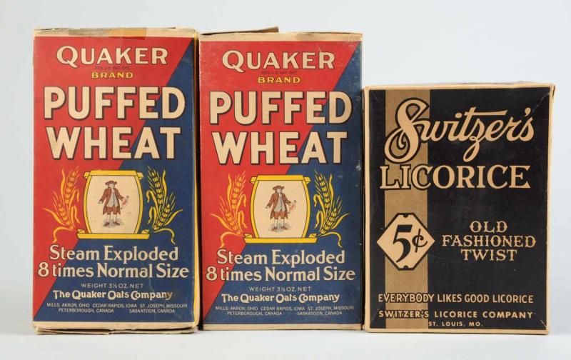 Appraisal: Lot Of Food Boxes This lot includes Switzer's Licorice box