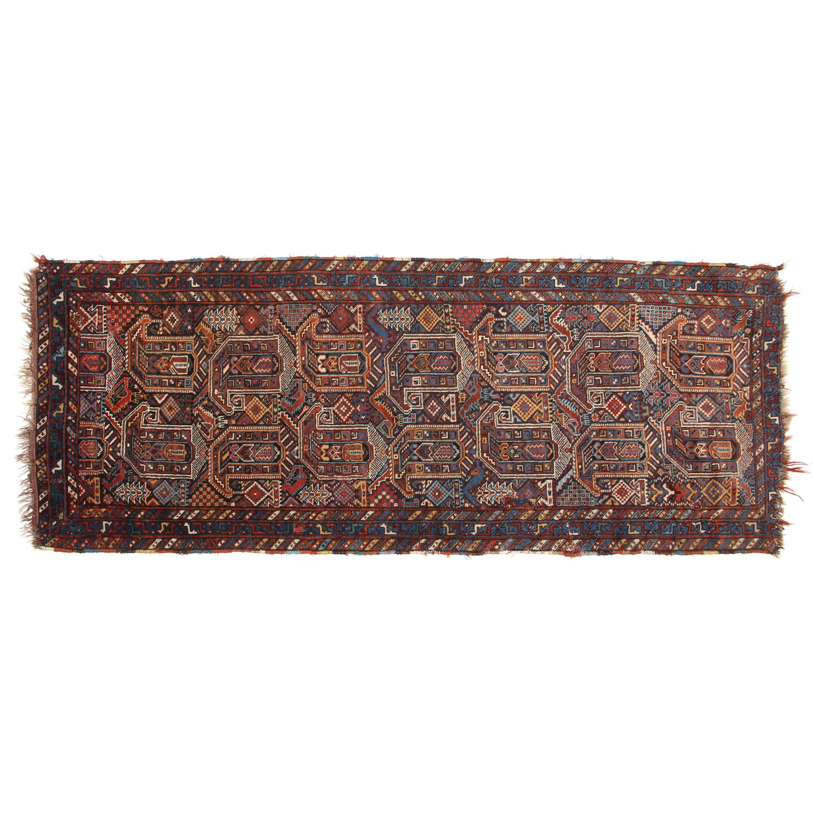 Appraisal: Persian Shirvan Runner circa wool foundation the dark blue field