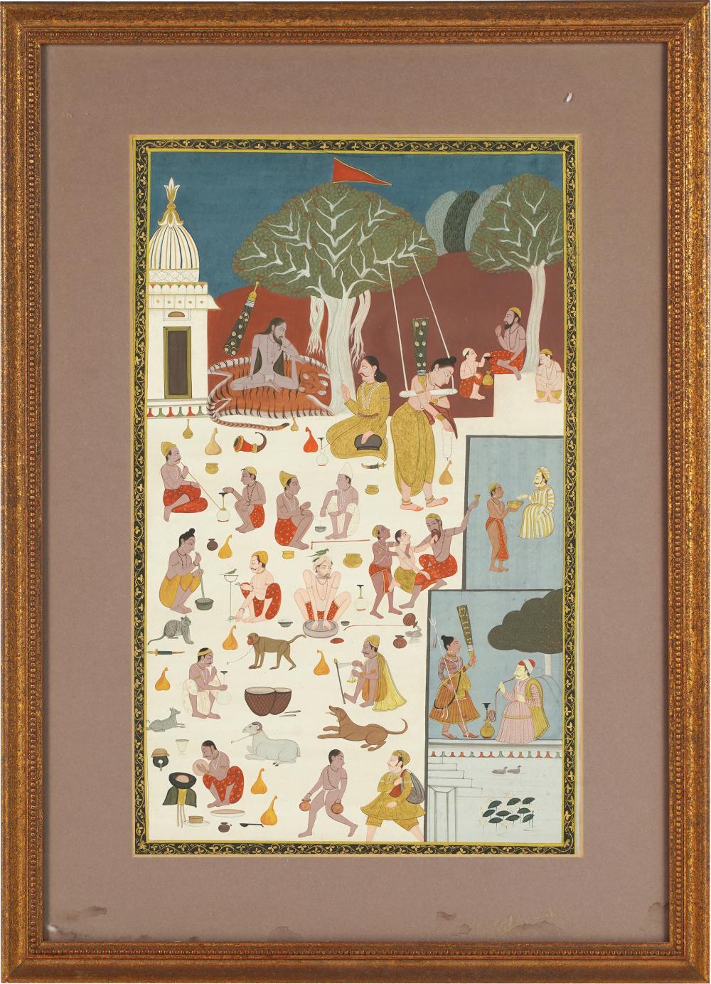 Appraisal: EAST INDIAN SCHOOLgouache and gold leaf on paper Provenance The