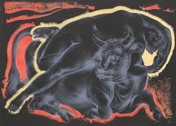 Appraisal: Hans Erni Swiss b Europa and the Bull Lithograph on