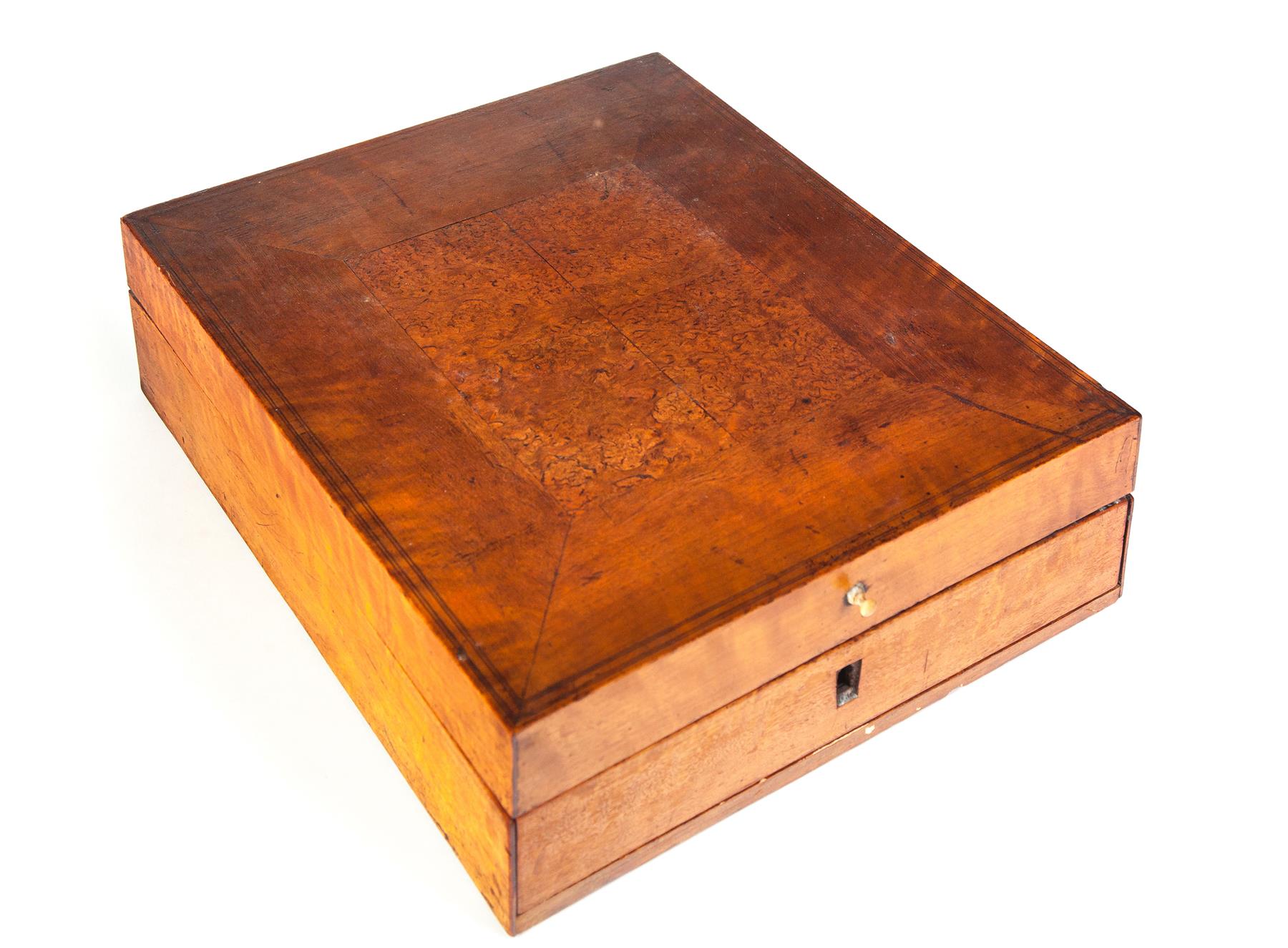 Appraisal: AMERICAN INLAID SHAVING BOX WITH MIRROR Ca - curly maple