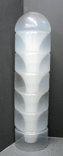 Appraisal: A Modern glass cylidrical floor lamp Composed of six funnel