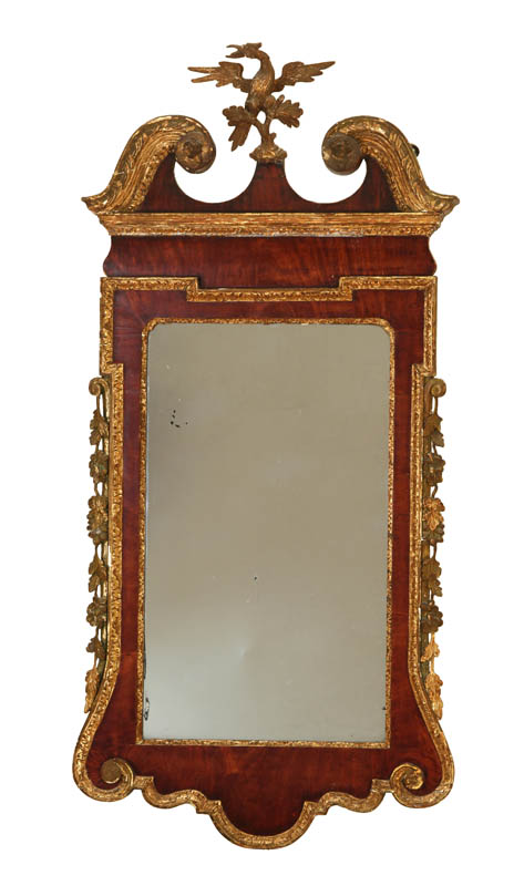 Appraisal: CHIPPENDALE MIRROR Probably England nd half- th century mahogany Broken-arch