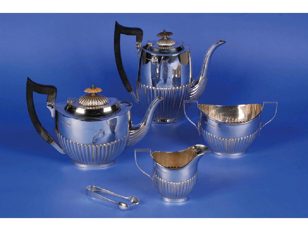 Appraisal: A FOUR PIECE TEA COFFEE SET of oval form with