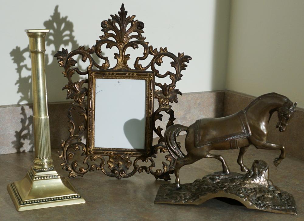 Appraisal: CONTINENTAL BRONZE FIGURE OF HORSE ON TERRAIN BASE WITH GILT