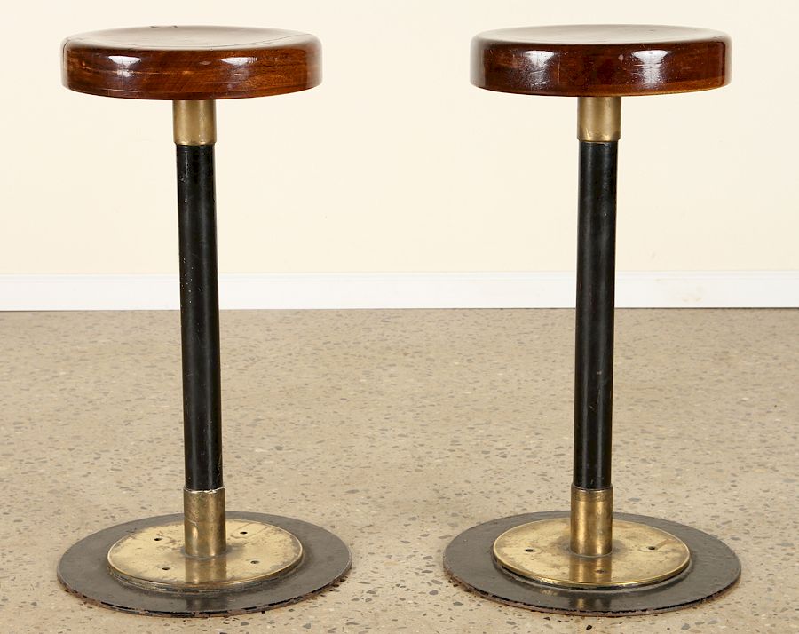 Appraisal: PAIR OF LACQUERED WOOD BAR STOOLS C A pair of