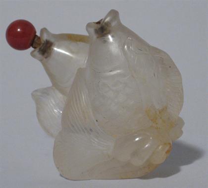 Appraisal: Chinese 'double fish' rock crystal snuff bottle th century Well