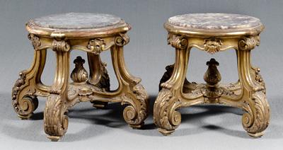 Appraisal: Pair Louis XV style pedestals variegated purple and white marble