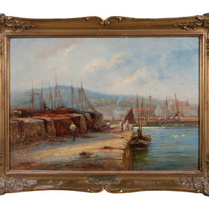 Appraisal: Thomas Hale Sanders British active - Harbor Scene oil on