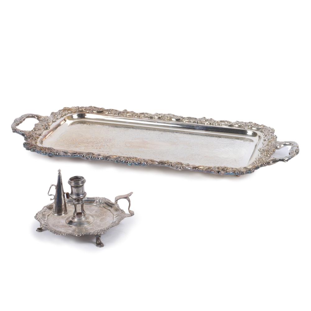 Appraisal: ENGLISH SILVER PLATED PC SHEFFIELD SILVER ON COPPER LONG TRAY