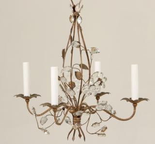 Appraisal: FRENCH CRYSTAL BRONZE AND GILT METAL CHANDELIERS PETITE FRENCH CRYSTAL