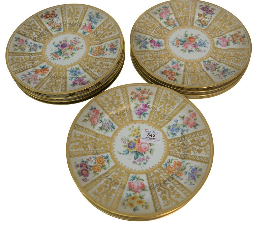 Appraisal: Set of Twelve Sevres Service Plates with raised gold and