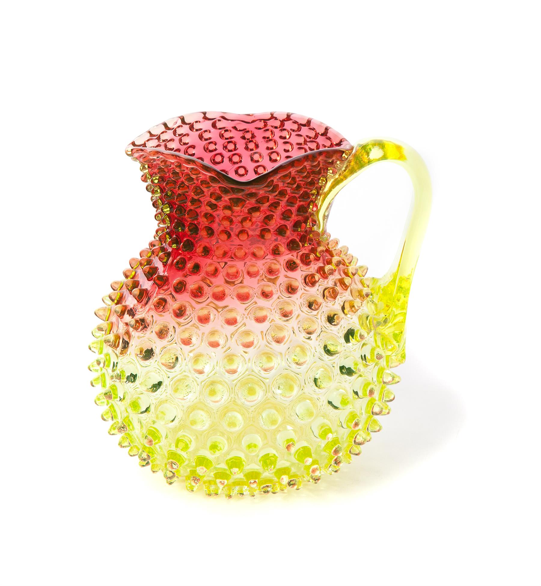 Appraisal: HOBBS RUBINA VERDE HOBNAIL PITCHER Wheeling West Virginia th quarter-