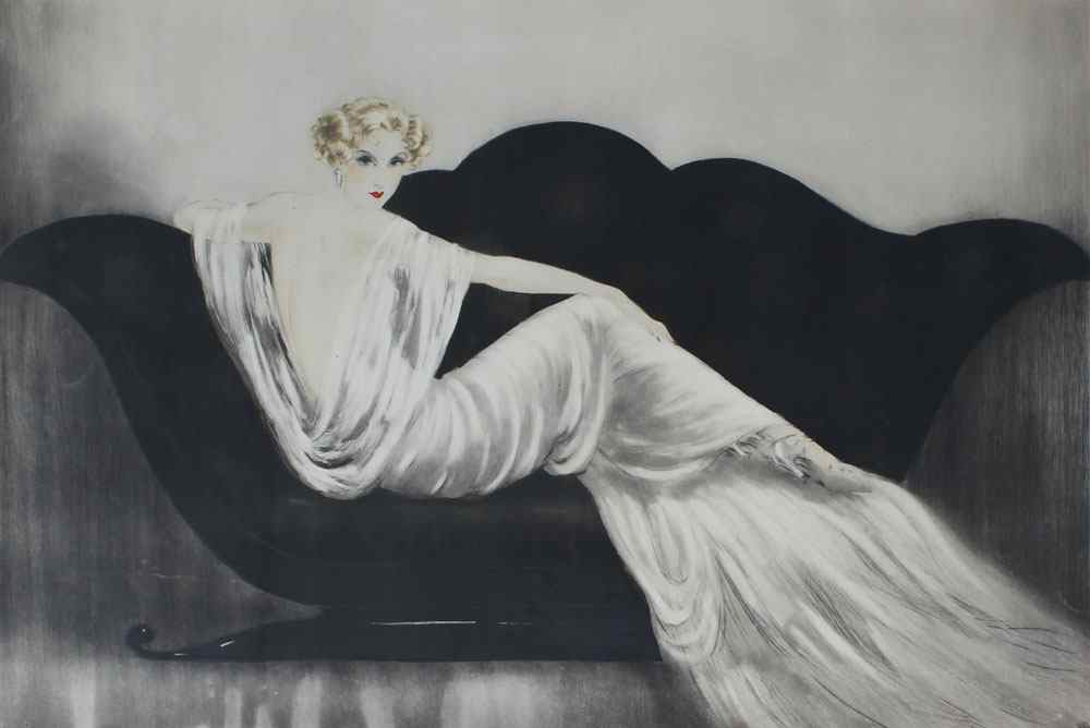 Appraisal: ICART Louis French - ''Le Sofa'' Depicting Blonde Haired Beauty