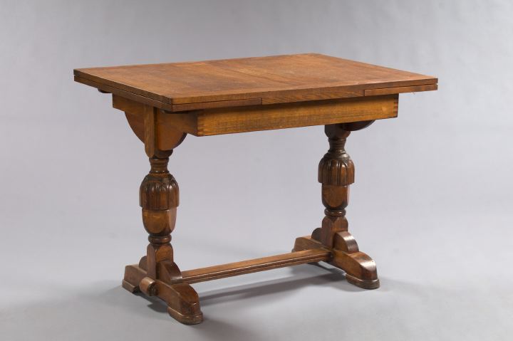 Appraisal: Diminutive Oak Draw-End Breakfast Table early th century the framed