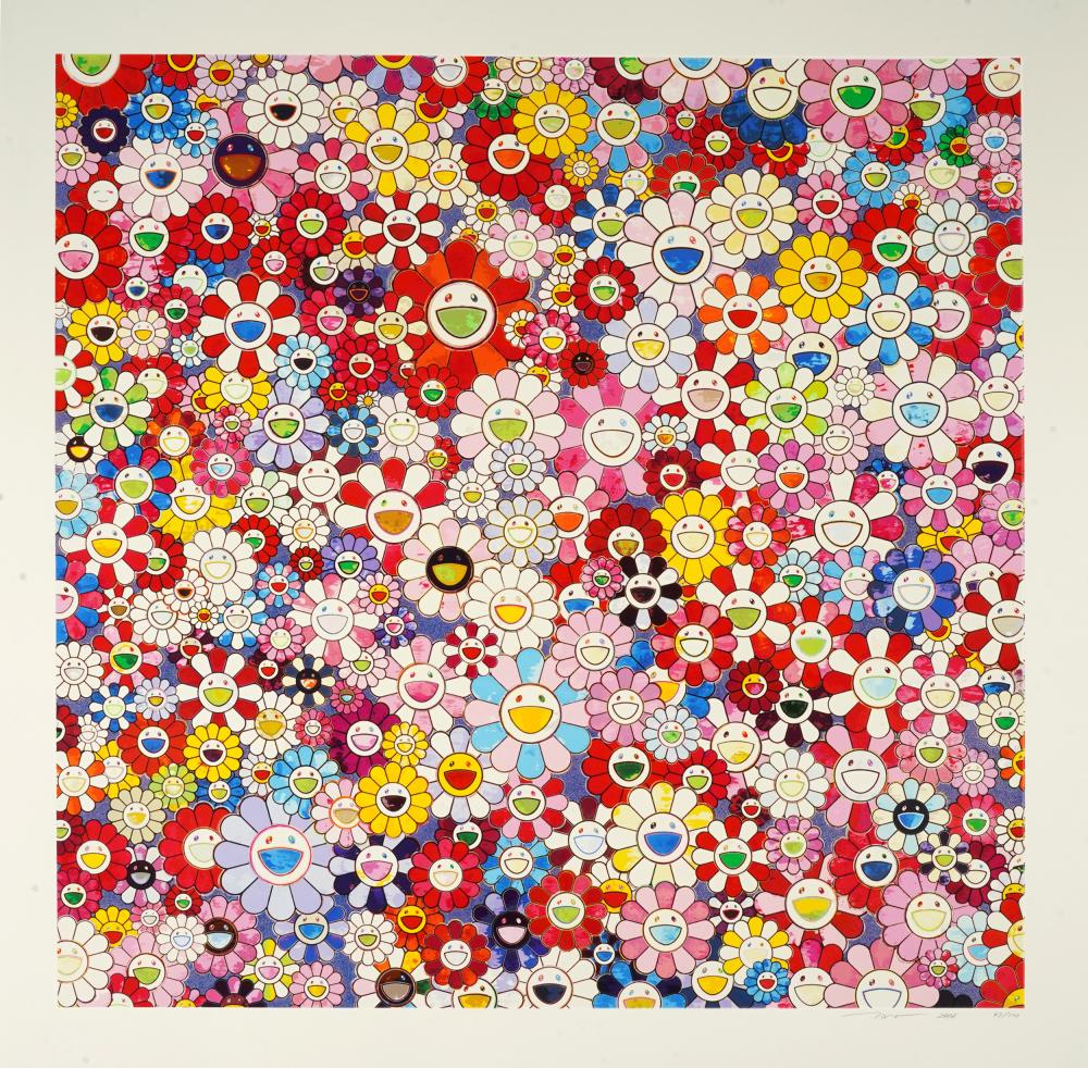 Appraisal: TAKASHI MURAKAMI B FLOWERS WITH SMILEY FACES offset lithograph in