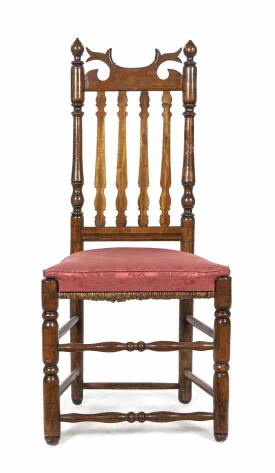 Appraisal: A Continental Fruitwood Side Chair having a shaped crest rail