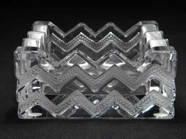 Appraisal: Lalique frosted and cut crystal art deco square bowl Saw